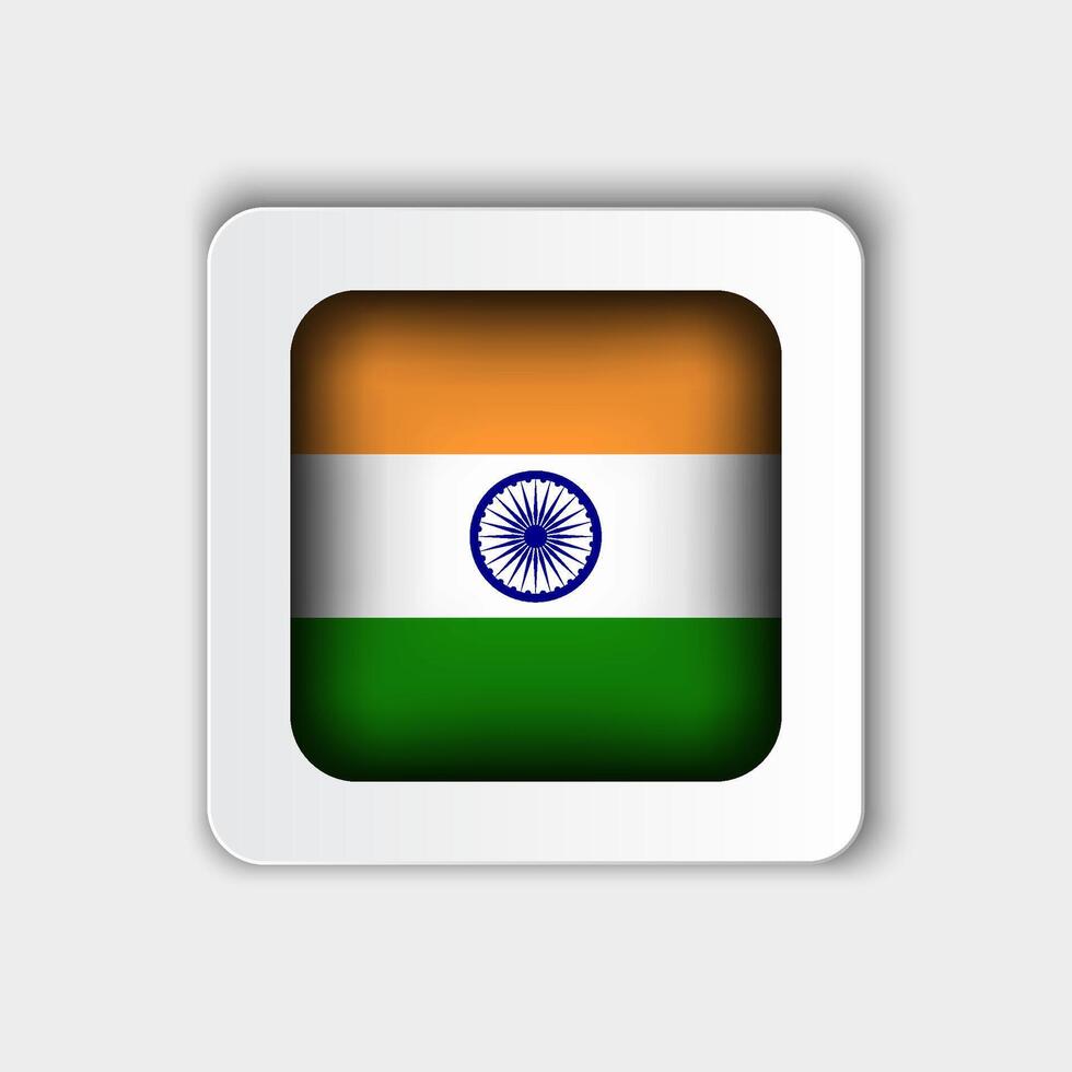 Inde drapeau bouton plat conception vecteur