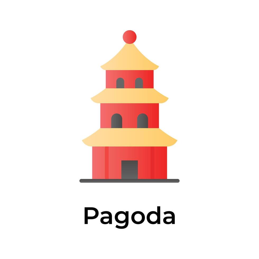 chinois temple, historique la tour bâtiment, chinois culte lieu, incroyable icône de pagode dans moderne style vecteur