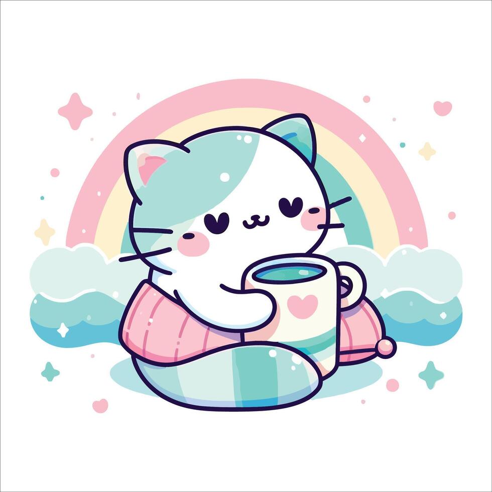 mignonne chats kawaii style illustration vecteur