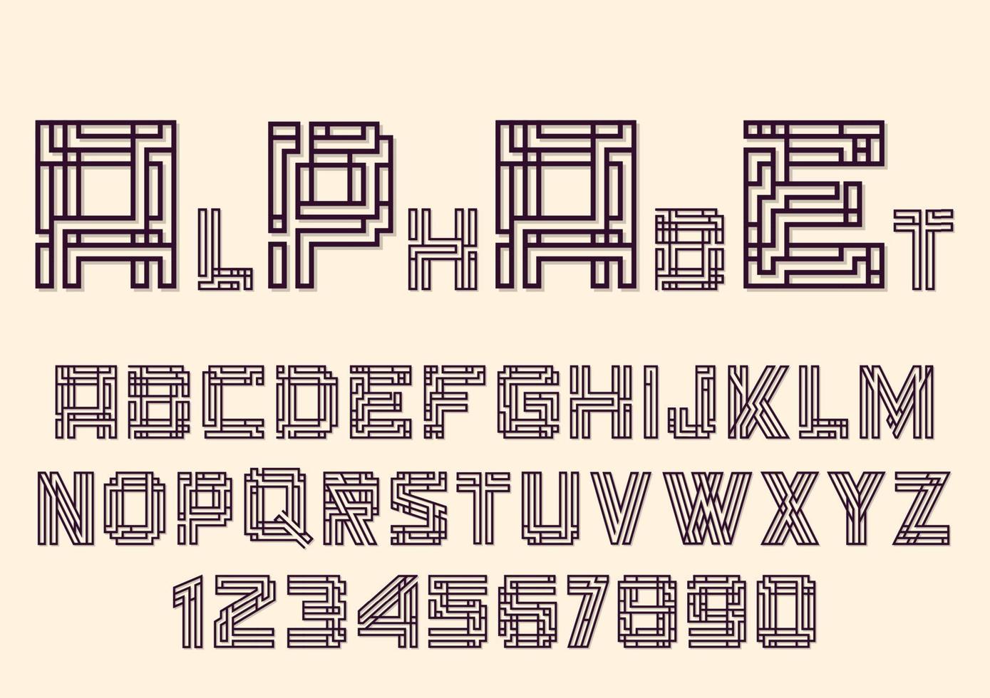 lettres et chiffres de l'alphabet dans le style maya vecteur