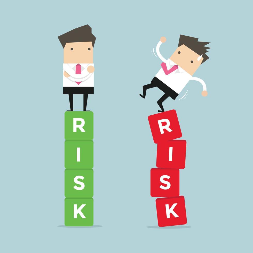 gestion des risques commerciaux de la différence homme d'affaires entre un succès et un échec. vecteur
