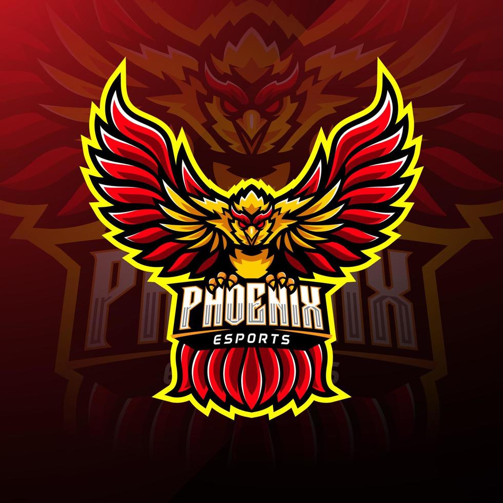 création de logo de mascotte phoenix esport vecteur