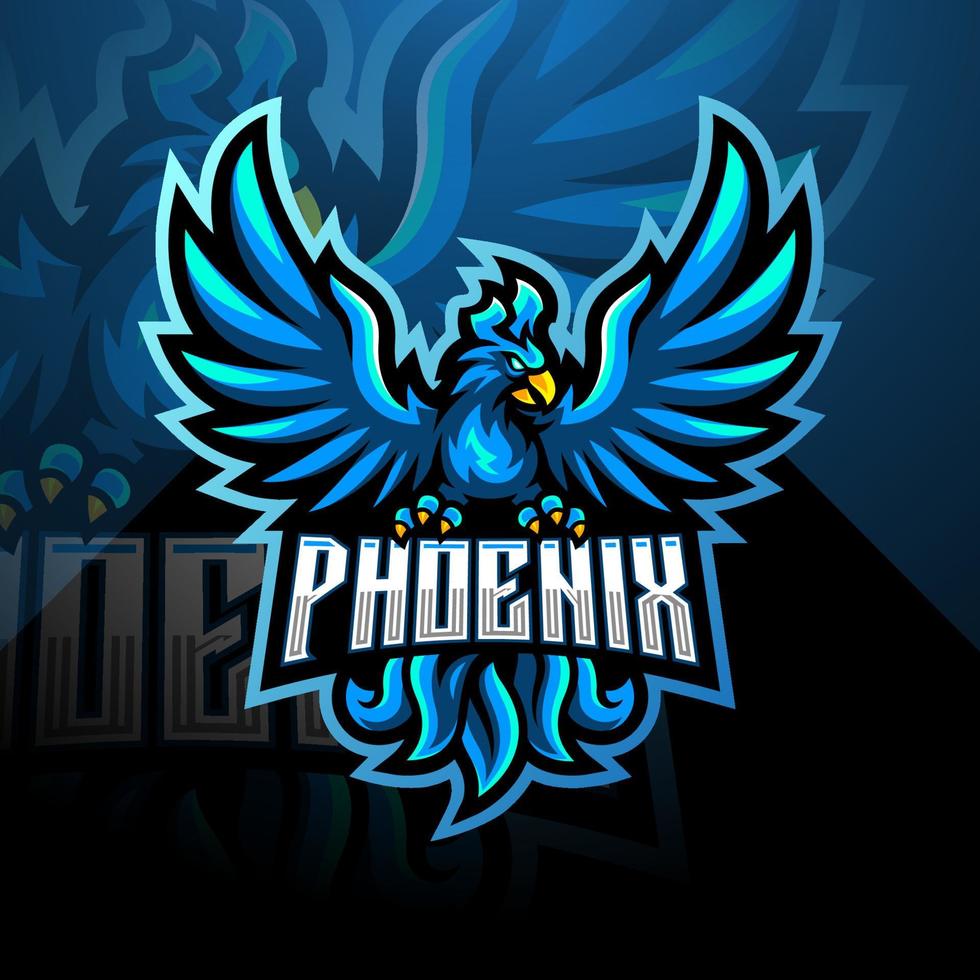 création de logo mascotte phénix bleu esport vecteur