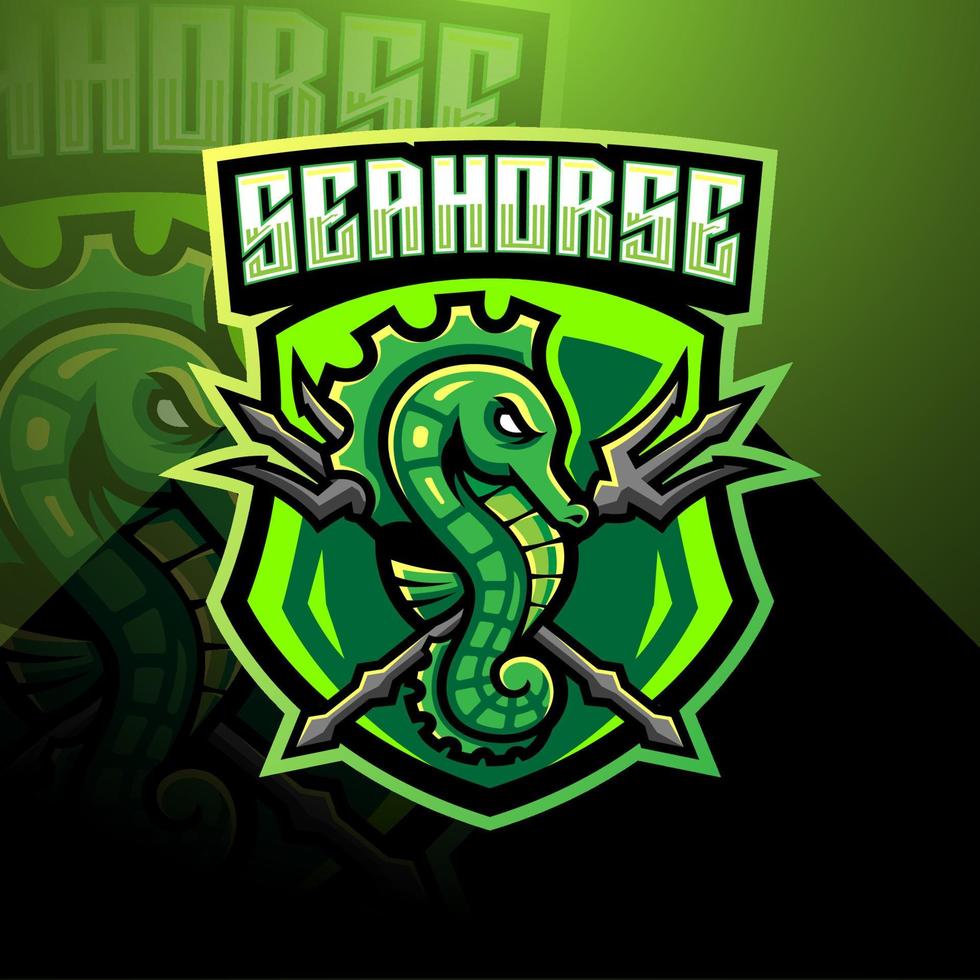 création de logo de mascotte hippocampe esport vecteur