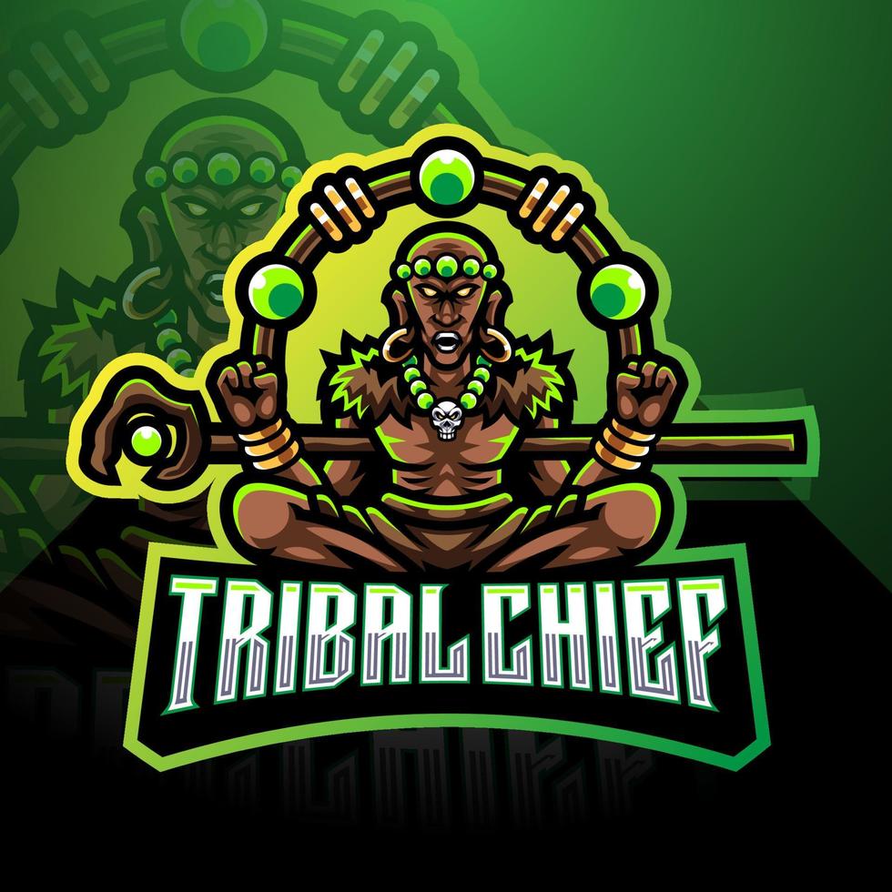 logo de la mascotte du chef tribal esport vecteur