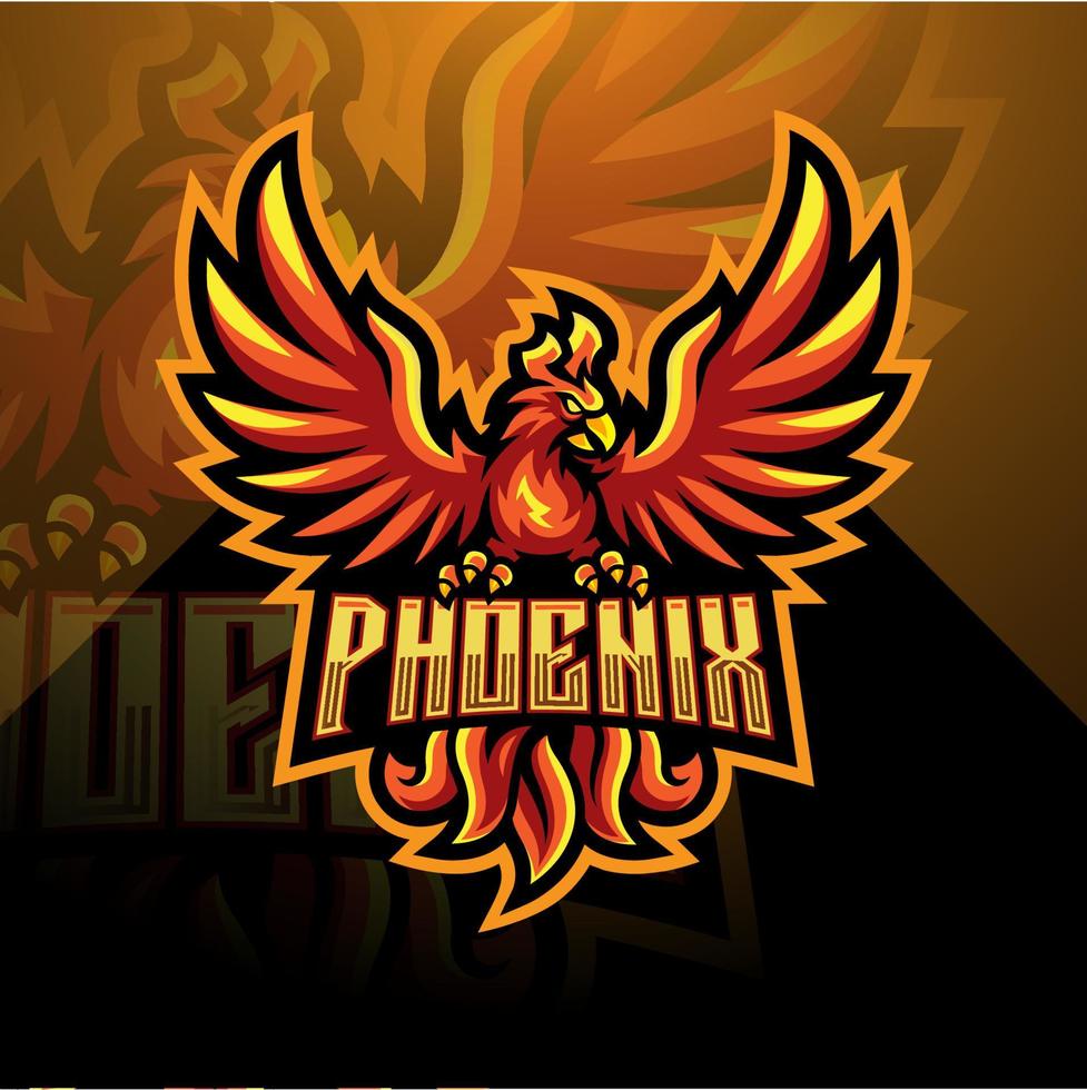 création de logo de mascotte phoenix esport vecteur