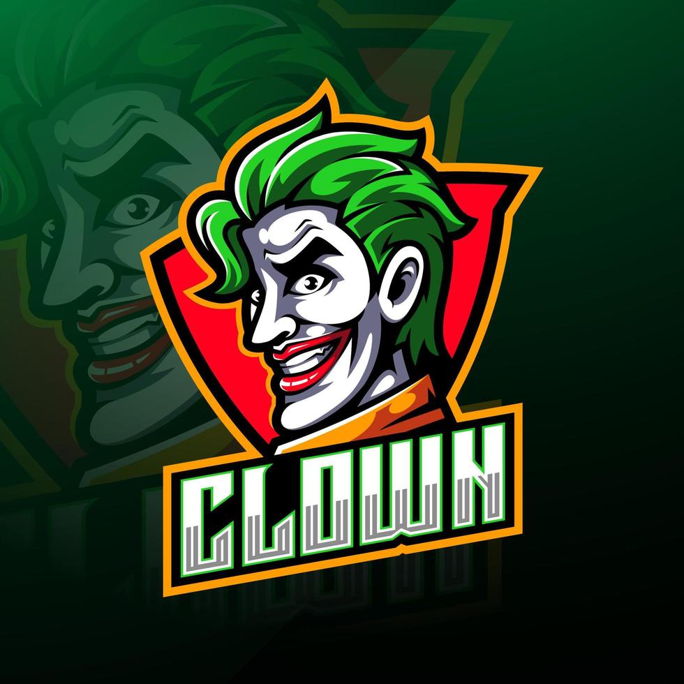 création de logo de mascotte de clown esport vecteur