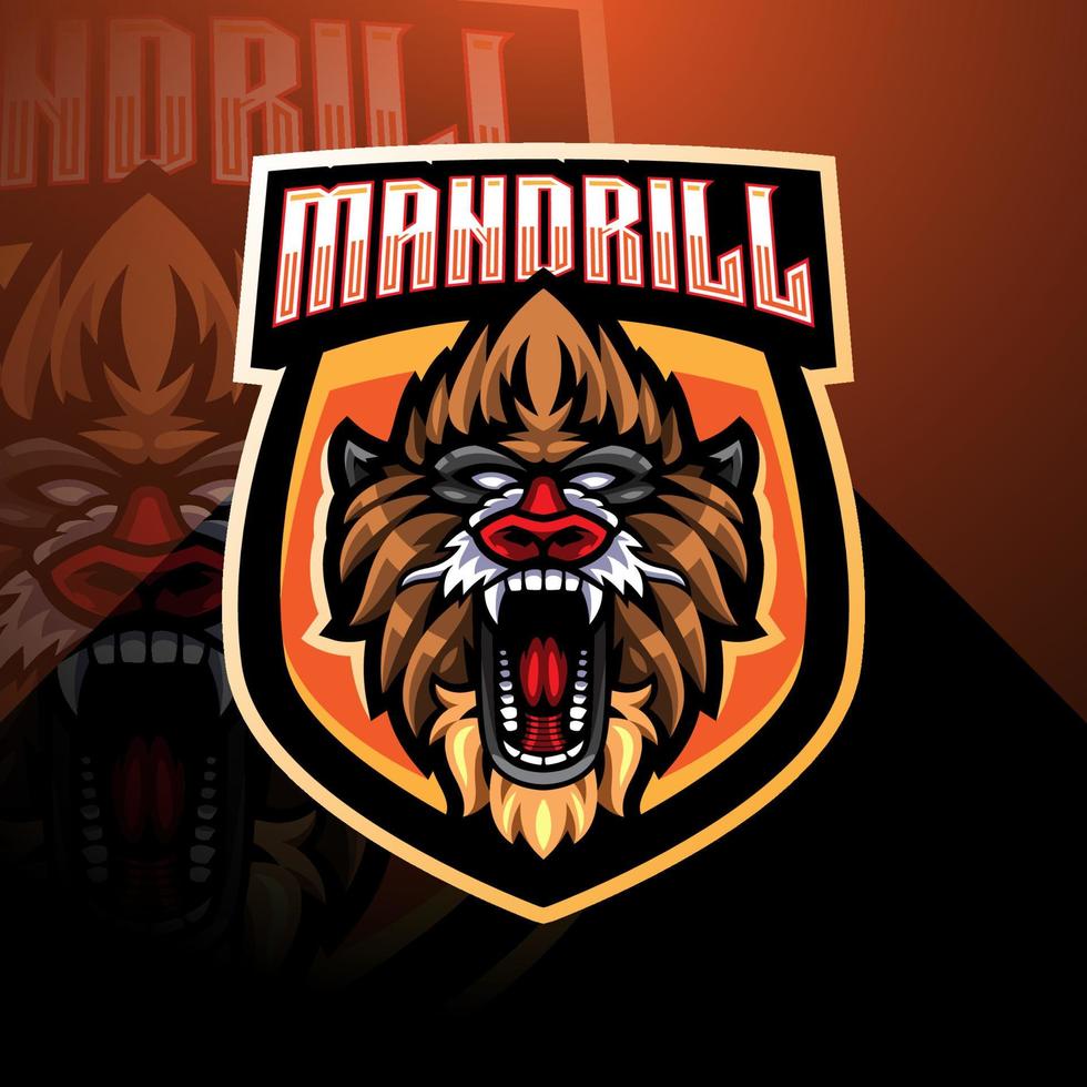 création de logo de mascotte mandril esport vecteur