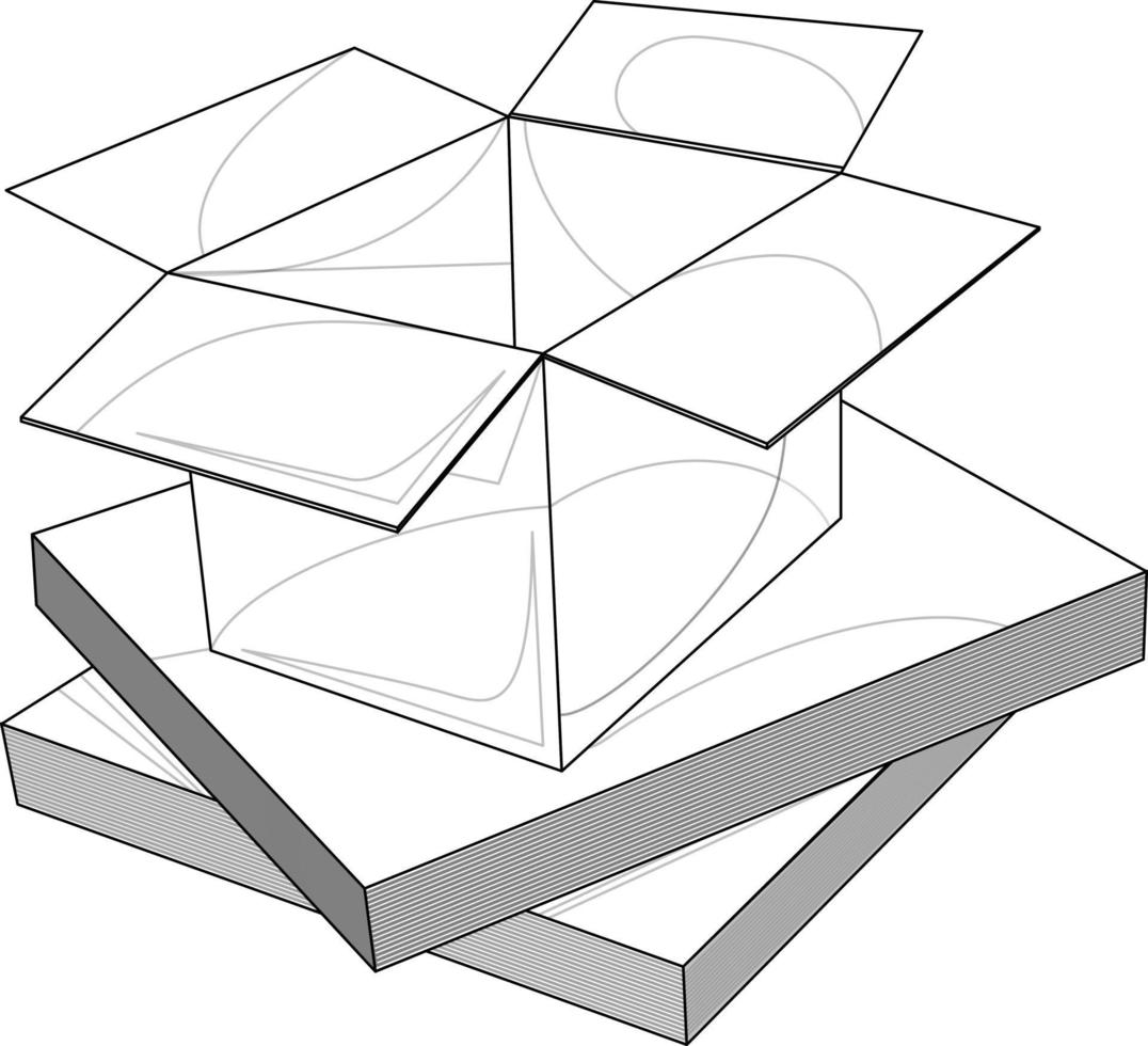 image vectorielle d'une boîte d'emballage en carton ondulé et papier kraft. EPS 10. isolé sur fond blanc. contour vecteur