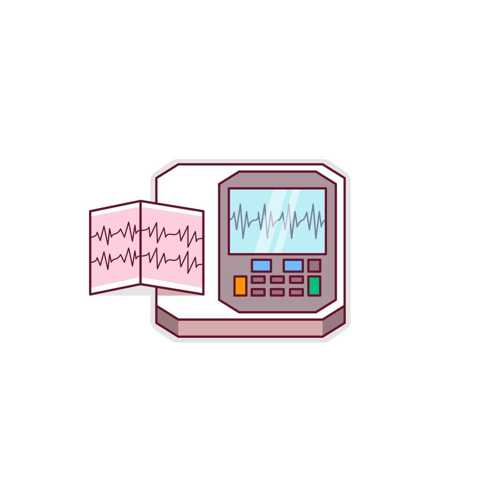 illustration d'icône ecg, style de dessin animé d'icône, radiologie et concepts médicaux vecteur