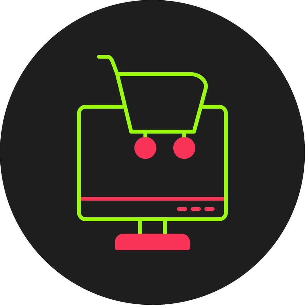 icône de cercle de glyphe de magasinage en ligne vecteur
