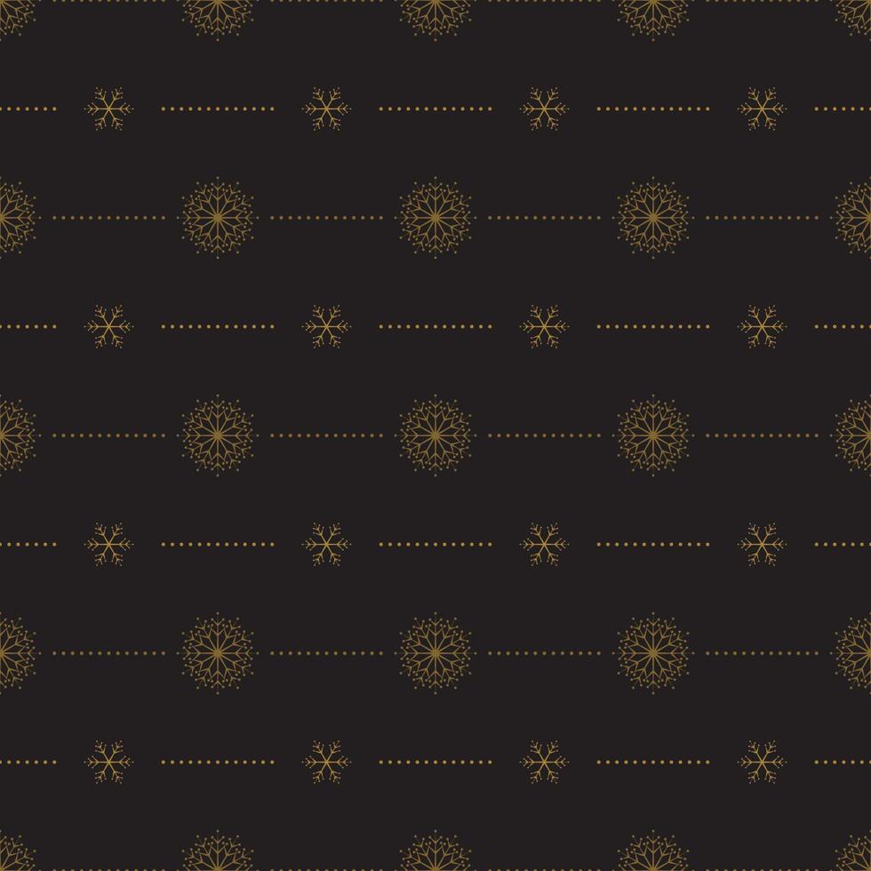 modèle sans couture avec des flocons de neige d'or et des points sur fond noir. décoration traditionnelle d'hiver festive pour le nouvel an, noël, vacances et design. ornement de ligne simple vecteur