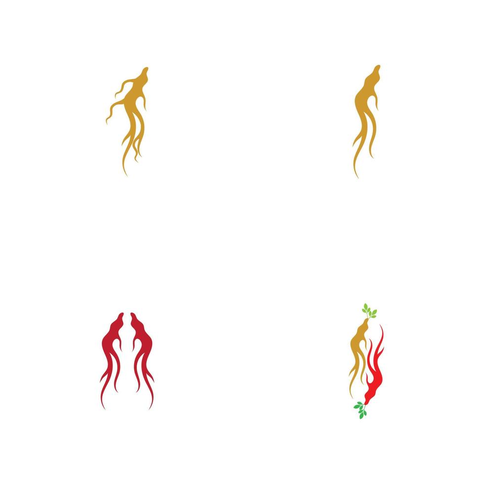 ensemble de modèle de conception d'illustration de logo de ginseng vecteur