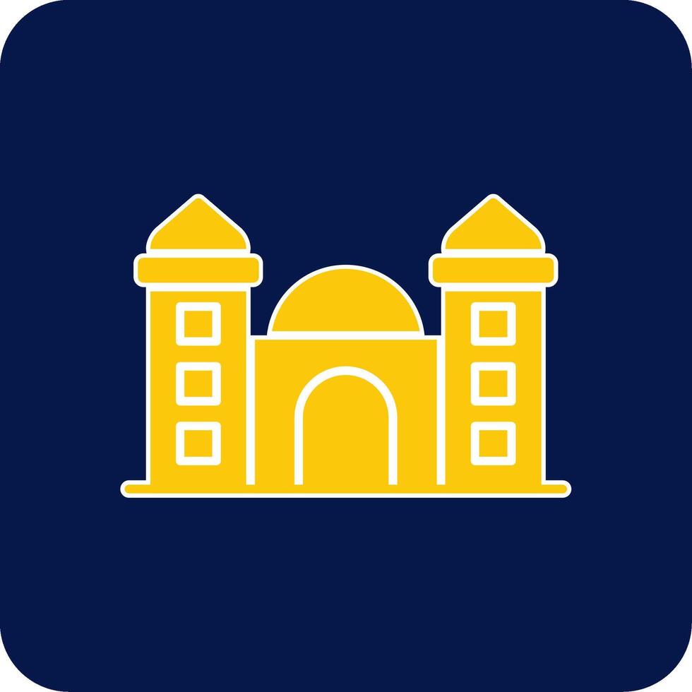 mosquée glyphe carré deux Couleur icône vecteur