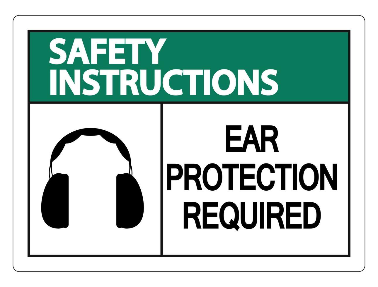 Consignes de sécurité protection auditive requis panneau mural sur fond blanc vecteur