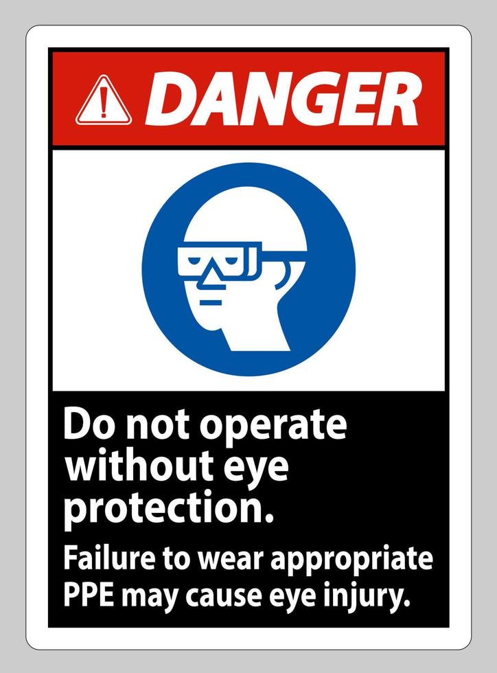 signe de danger n'entrez pas sans porter une protection oculaire, des dommages visuels peuvent en résulter vecteur