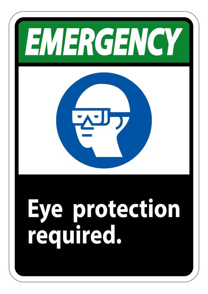 Protection des yeux signe d'urgence symbole requis isoler sur fond blanc vecteur