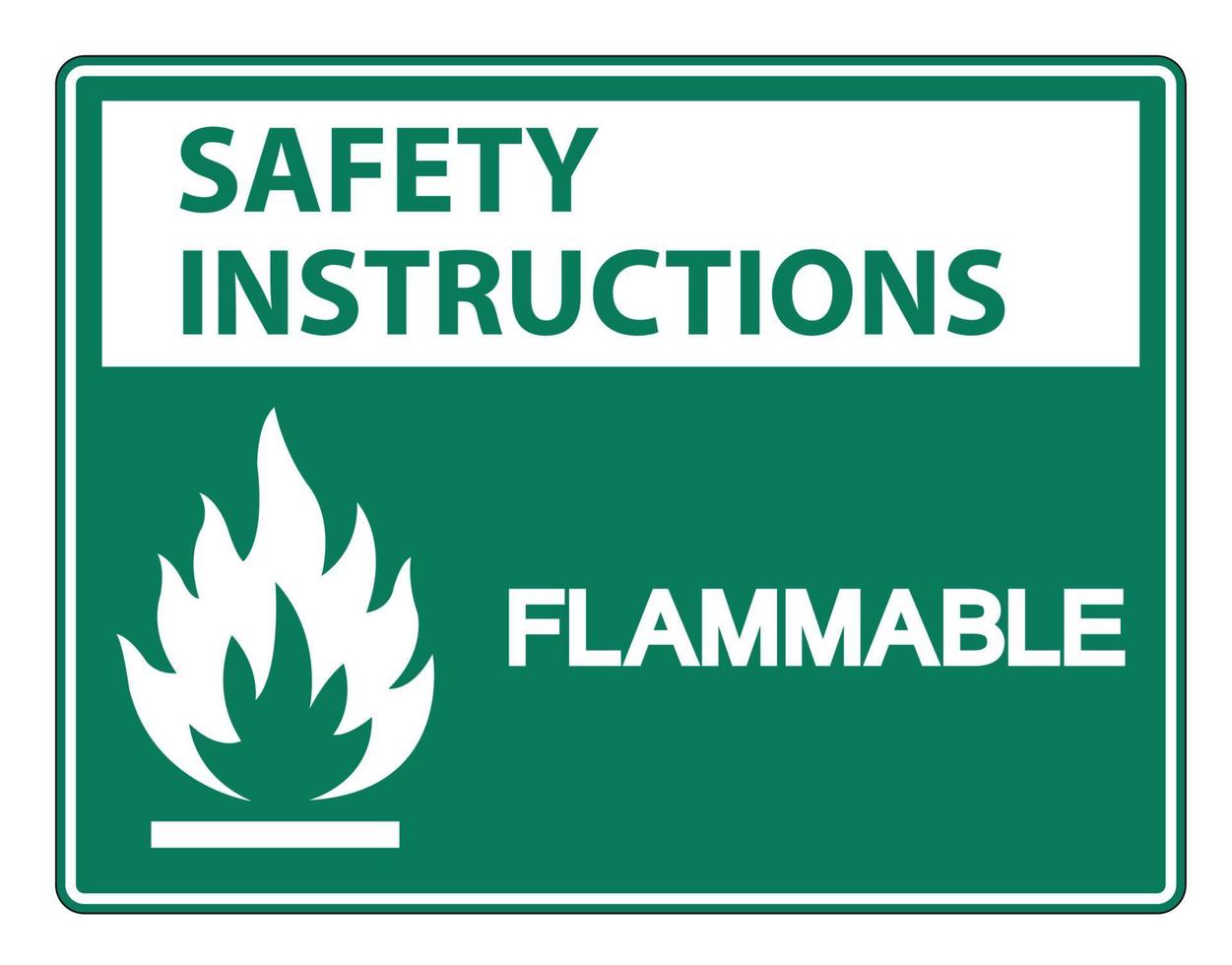 Consignes de sécurité signe symbole inflammable sur fond blanc vecteur