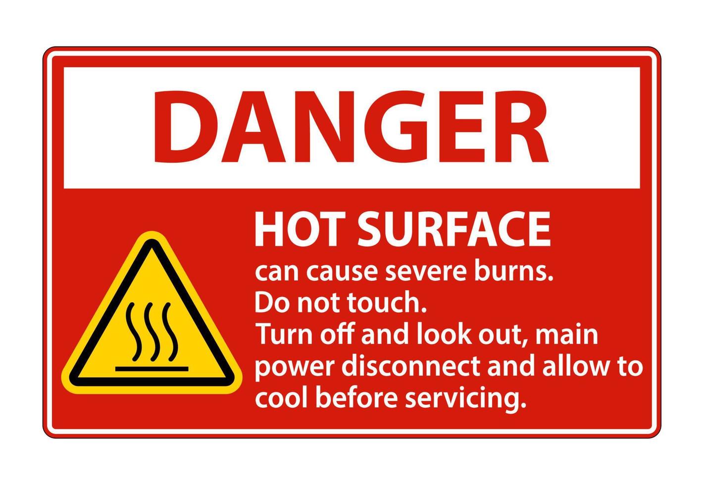 Danger surface chaude signe sur fond blanc vecteur