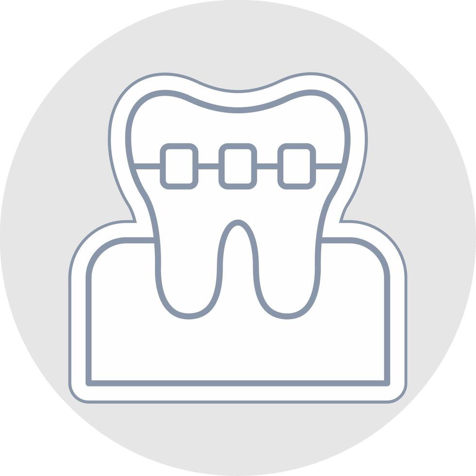 un appareil dentaire ligne autocollant multicolore icône vecteur