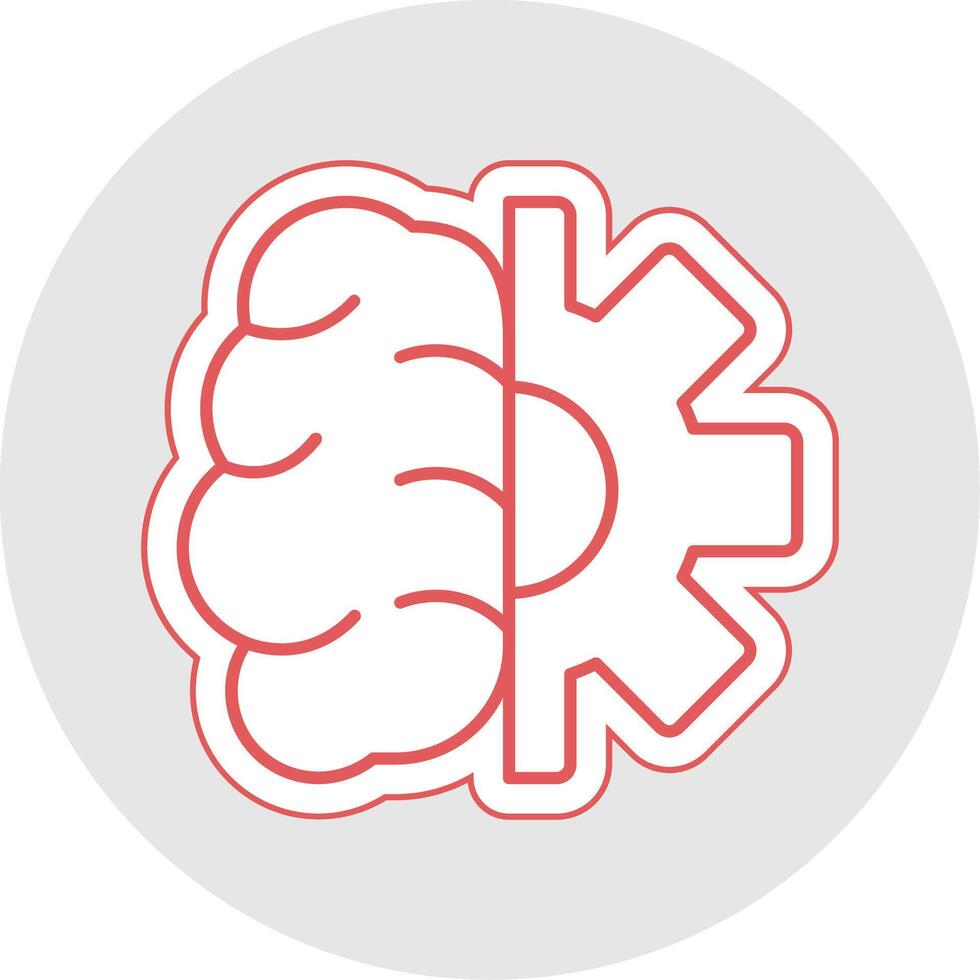 Créatif cerveau ligne autocollant multicolore icône vecteur