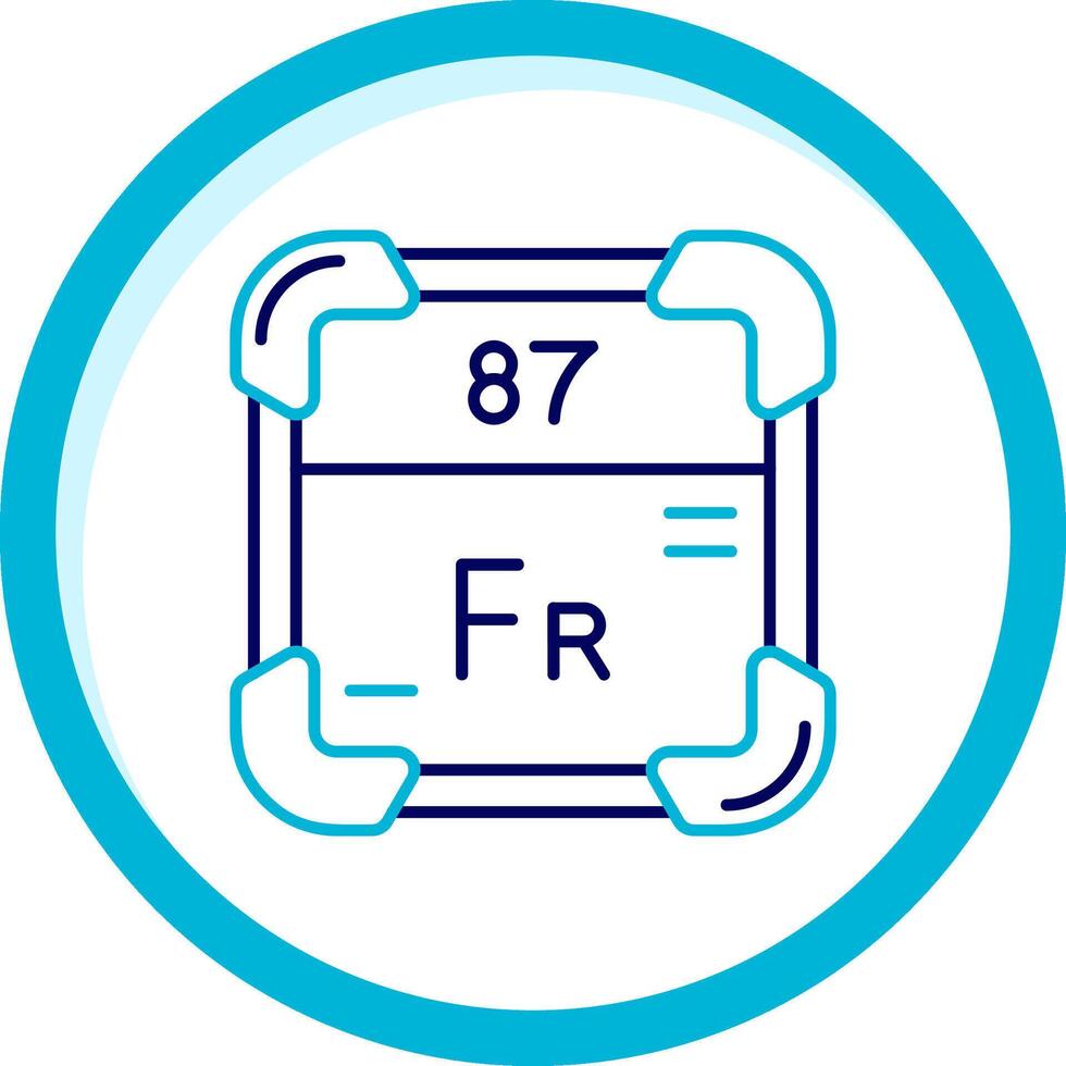 francium deux Couleur bleu cercle icône vecteur