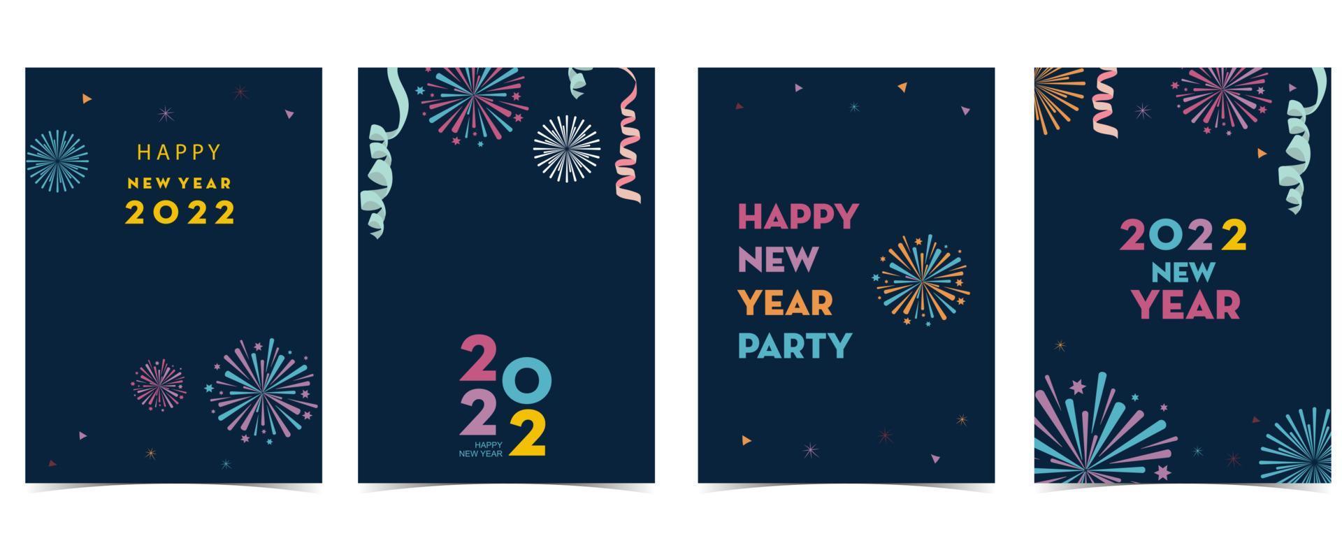collection de cartes de nouvel an avec feu d'artifice, cadre, illustration de star.vector pour affiche, carte postale, bannière, couverture vecteur