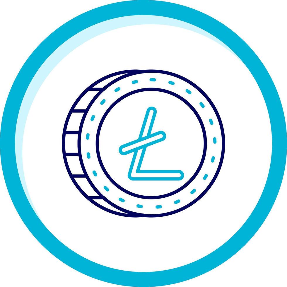 litecoin deux Couleur bleu cercle icône vecteur