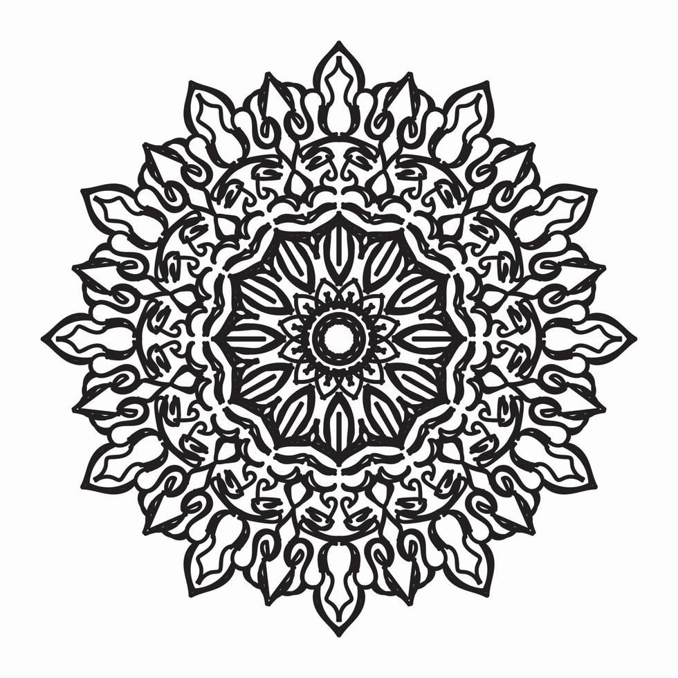 motif circulaire en forme de mandala pour henné, mehndi, tatouages, décorations. décoration décorative dans un style oriental ethnique. page de livre de coloriage. vecteur