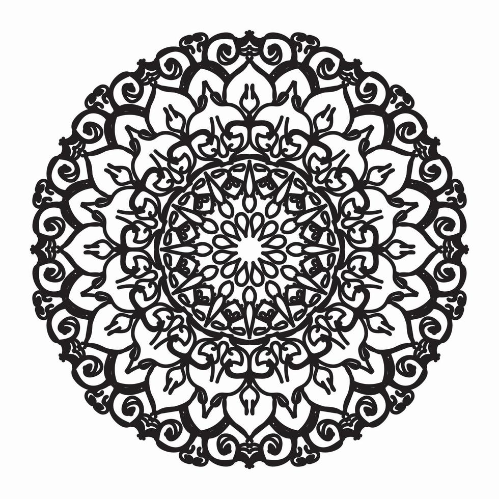 motif circulaire en forme de mandala pour henné, mehndi, tatouages, décorations. décoration décorative dans un style oriental ethnique. page de livre de coloriage. vecteur