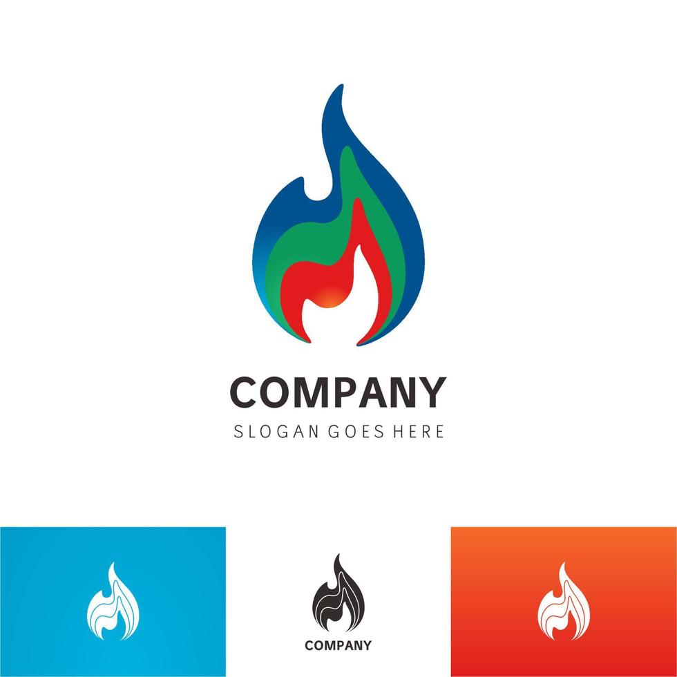 style moderne feu flamme eau logo modèle vecteur icône pétrole gaz et énergie logo concept