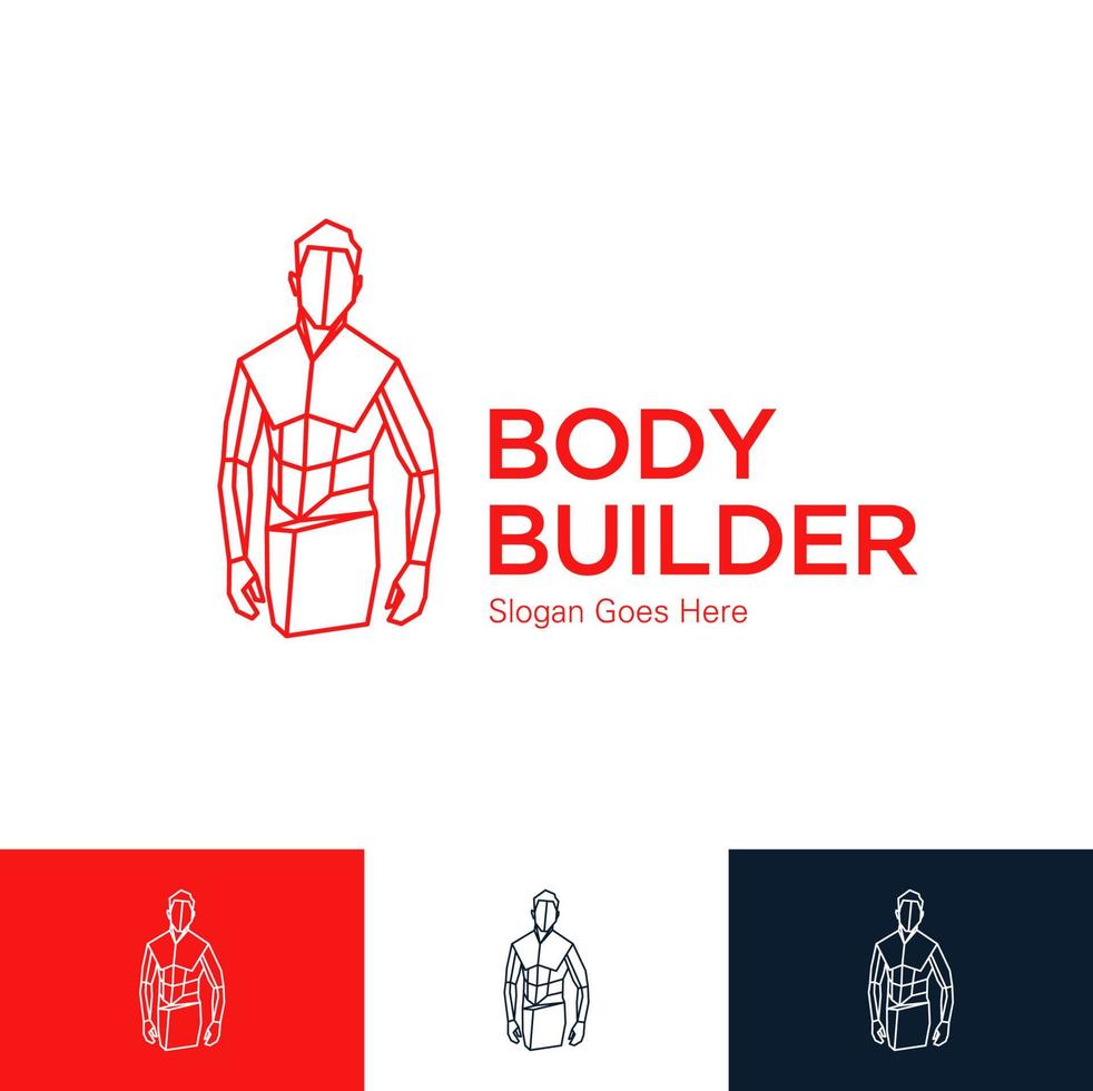 Vector illustration muscle bodybuilder homme body builder fitness logo gym sport modèle ou tshirt print design