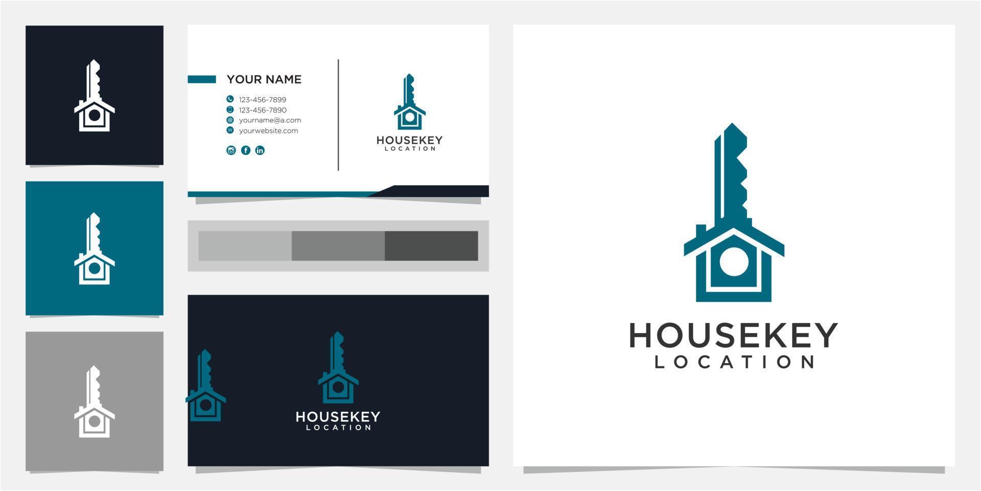 inspirations de conception de logo de clé de maison avec carte de visite premium vecteur