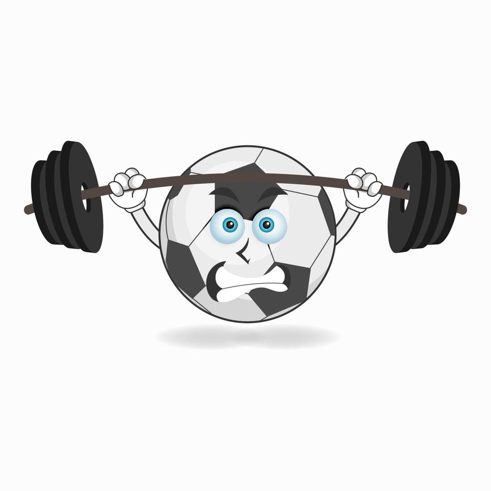 personnage de mascotte de ballon de football avec équipement de fitness. illustration vectorielle vecteur