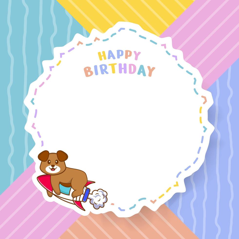 carte de voeux de joyeux anniversaire avec un personnage de dessin animé de chien mignon. illustration vectorielle vecteur