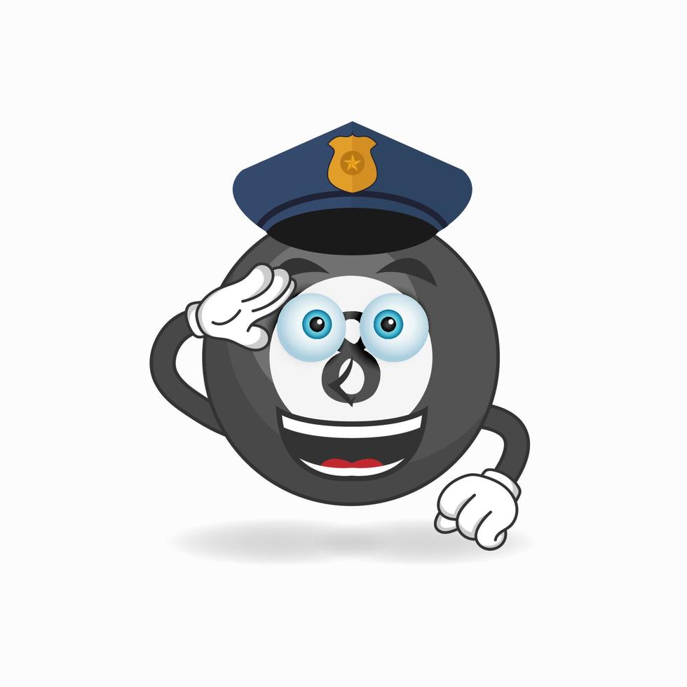 le personnage mascotte boule de billard devient policier. illustration vectorielle vecteur