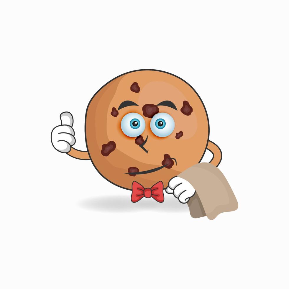 le personnage mascotte des cookies devient serveurs. illustration vectorielle vecteur