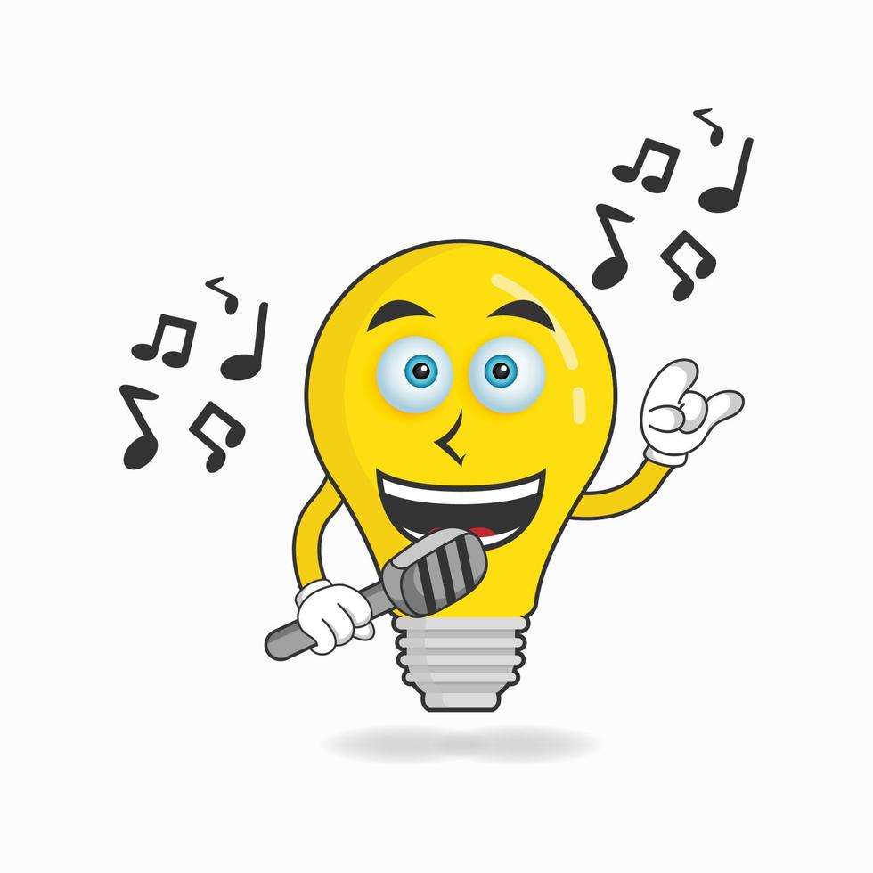 le personnage de la mascotte de l'ampoule chante. illustration vectorielle vecteur