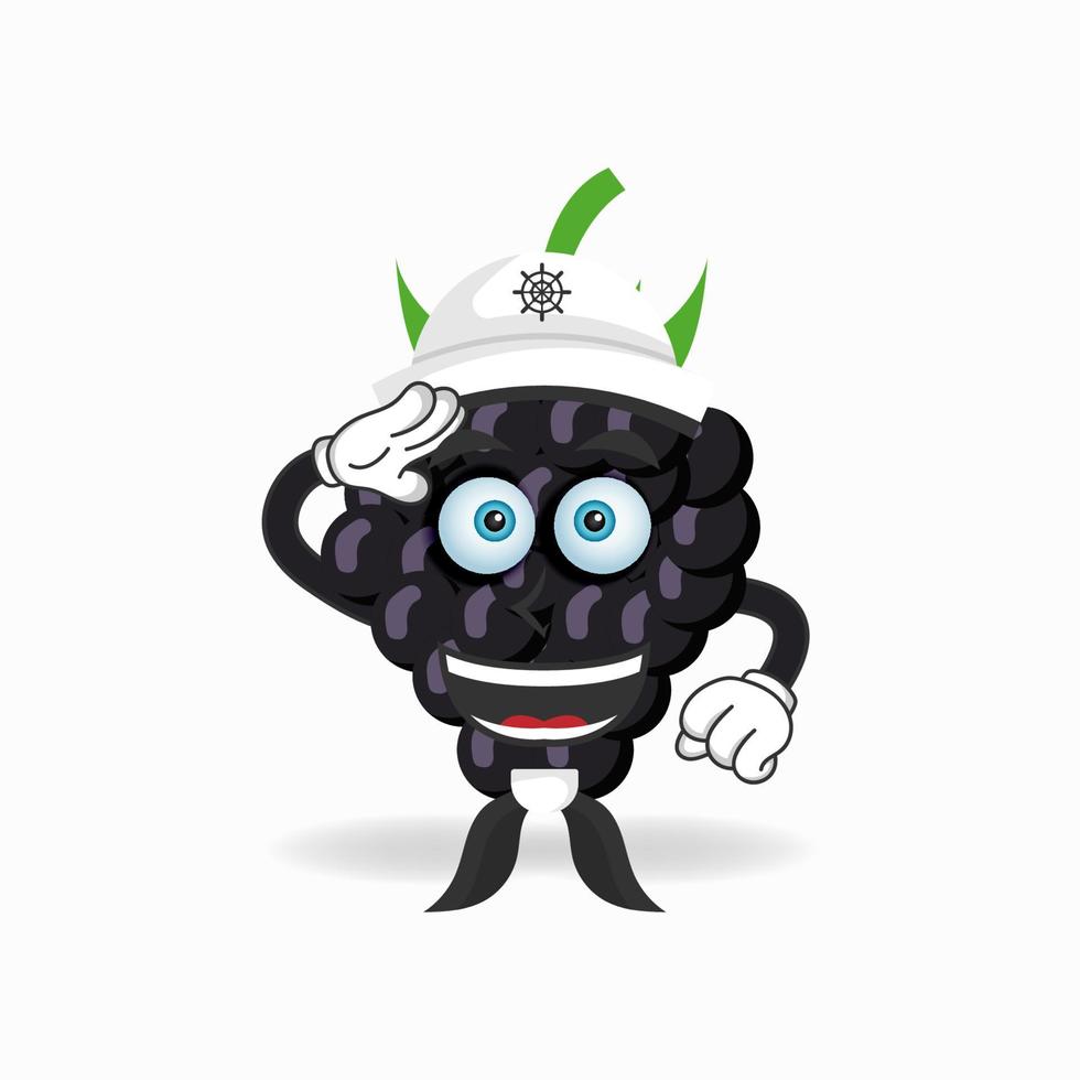 le personnage mascotte raisin devient un marin. illustration vectorielle vecteur