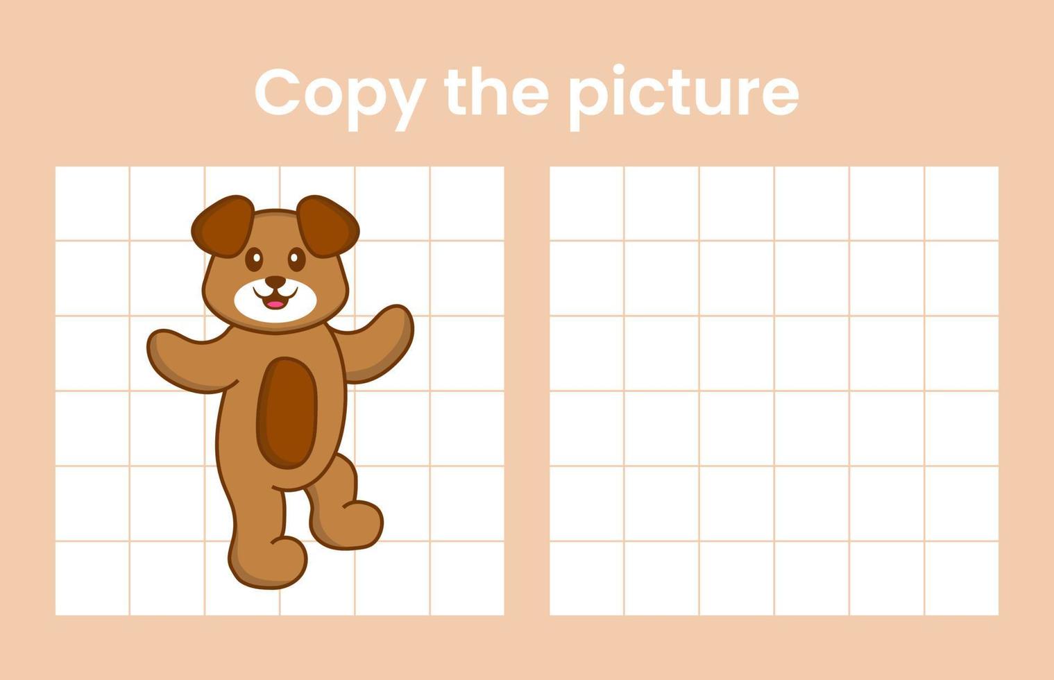 copier l'image d'un chien mignon. jeu éducatif pour les enfants. illustration de vecteur de dessin animé