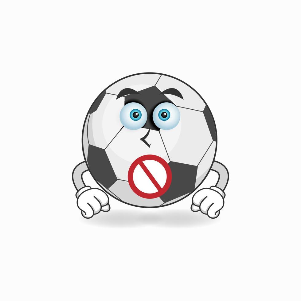 le personnage mascotte du ballon de football avec une expression sans voix. illustration vectorielle vecteur