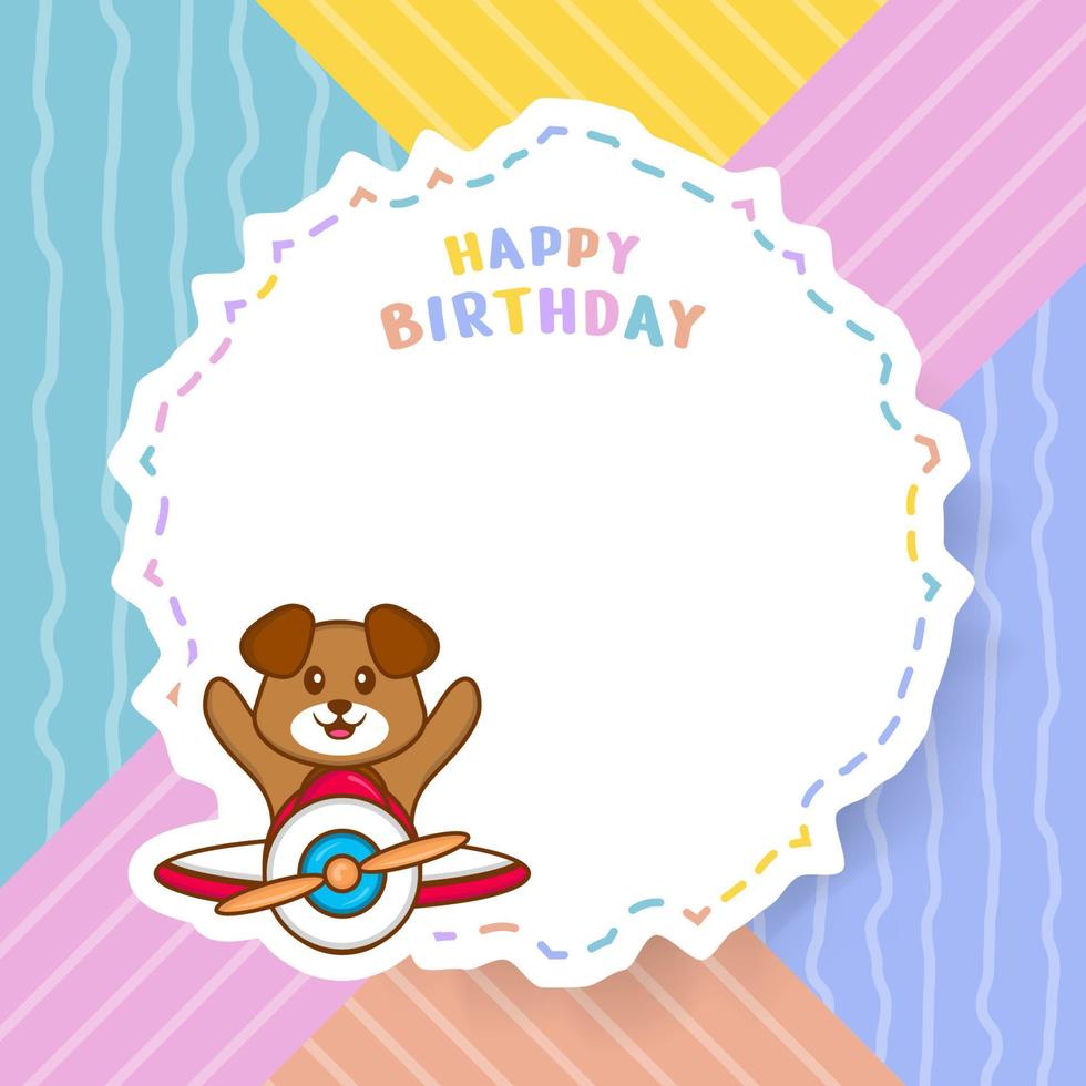 carte de voeux de joyeux anniversaire avec un personnage de dessin animé de chien mignon. illustration vectorielle vecteur