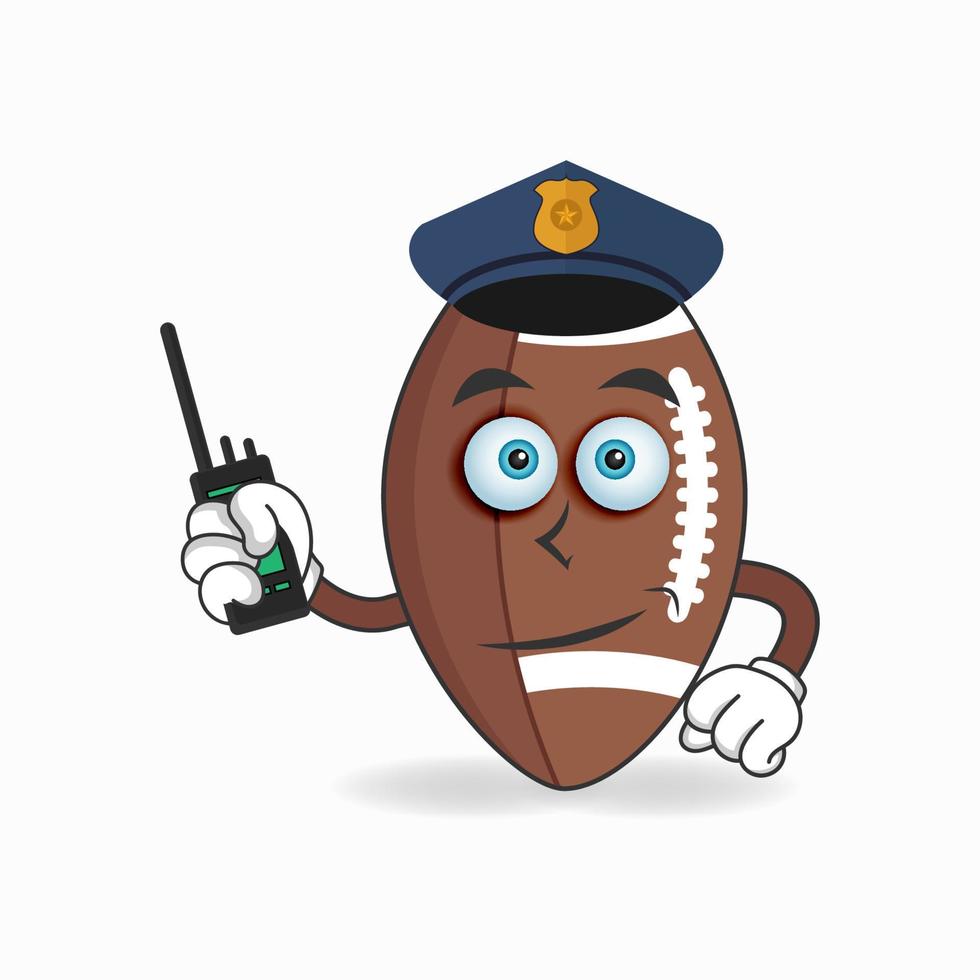 le personnage mascotte du football américain devient policier. illustration vectorielle vecteur