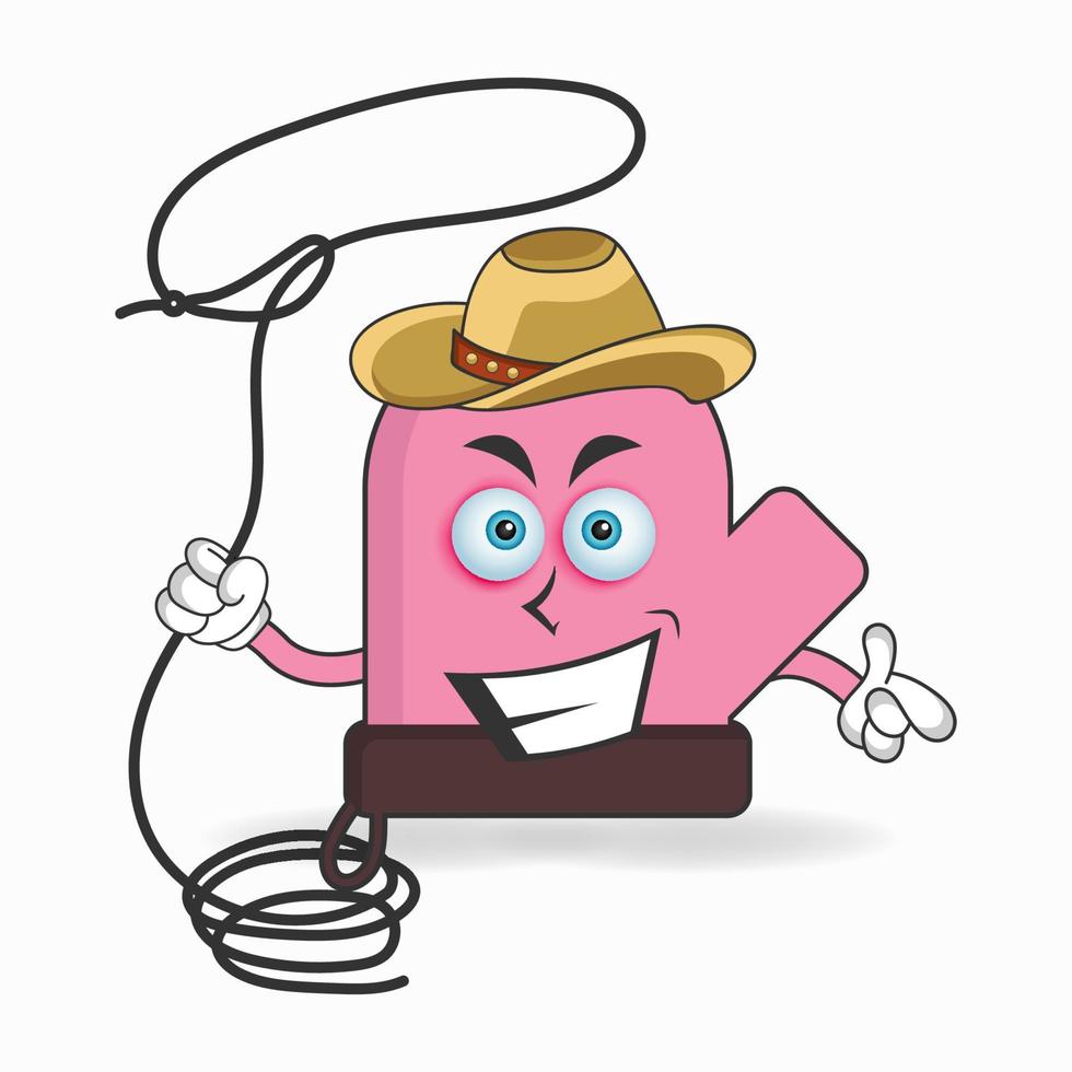 le personnage mascotte des gants devient un cow-boy. illustration vectorielle vecteur