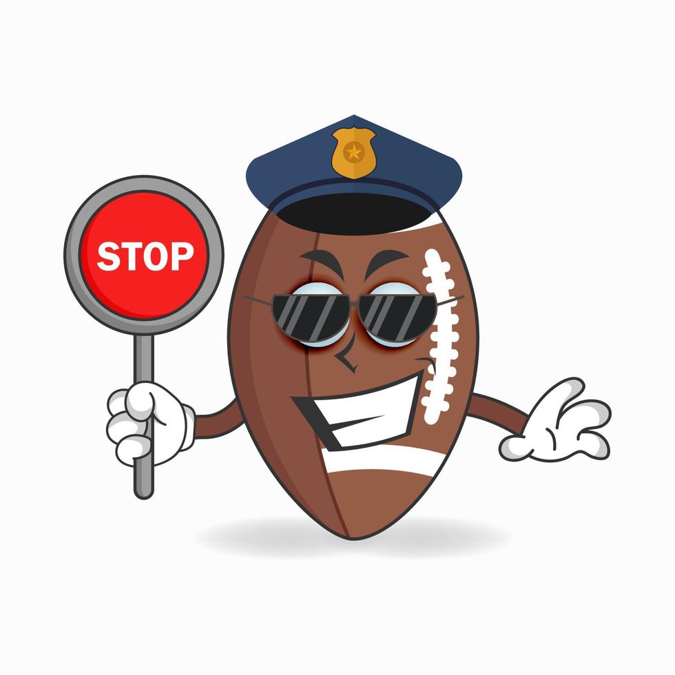 le personnage mascotte du football américain devient policier. illustration vectorielle vecteur