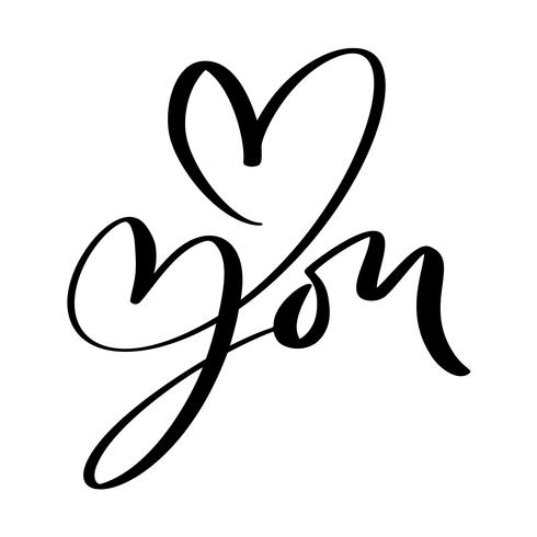 Calligraphie phrase t&#39;aime. Lettrage dessiné à la main Vector Valentines Day. Doodle esquisse coeur vacances Carte de la Saint-Valentin Design. décor pour le web, le mariage et l&#39;impression. Illustration isolée