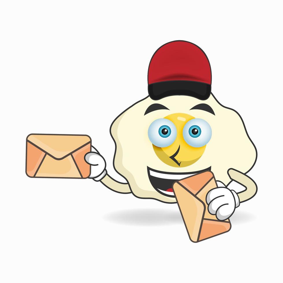 le personnage de mascotte d'oeuf devient un livreur de courrier. illustration vectorielle vecteur