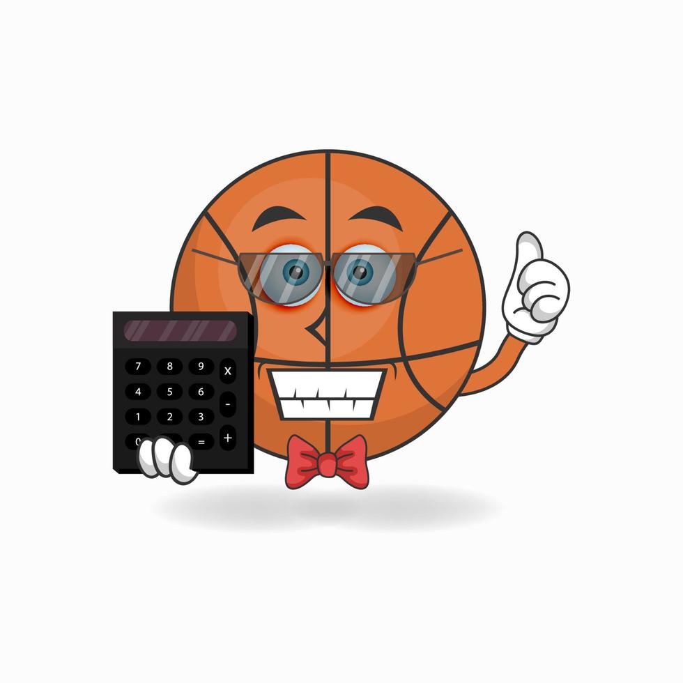 le personnage mascotte de basket-ball devient comptable. illustration vectorielle vecteur