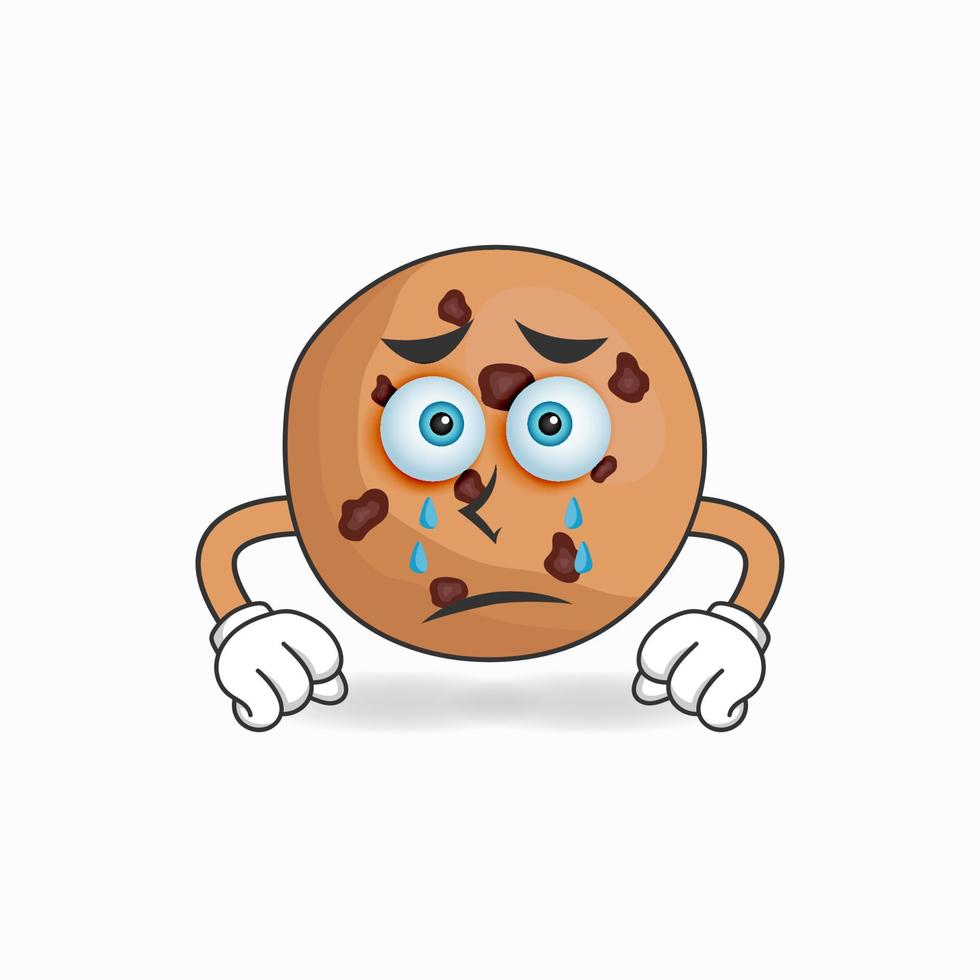 personnage de mascotte de cookies avec une expression triste. illustration vectorielle vecteur