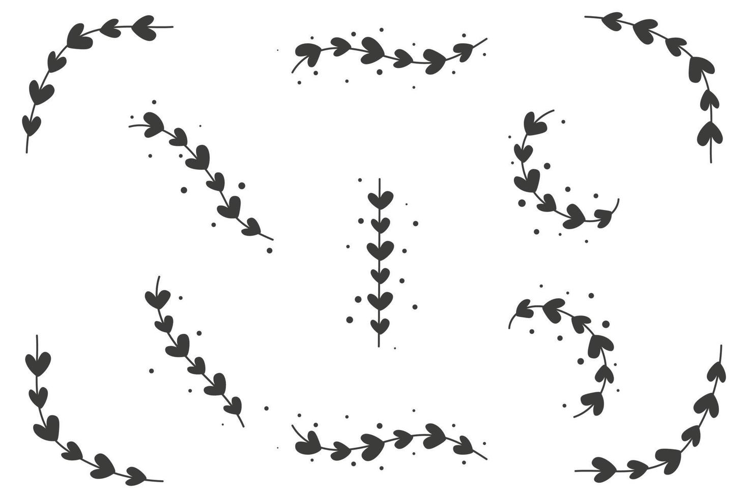 ensemble de doodle, icônes de cadres floraux. illustration vectorielle au design plat vecteur